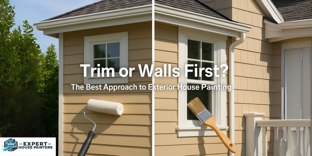 Home exterior showing freshly painted walls and trim, illustrating the difference between painting trim first or walls first for a professional finish.